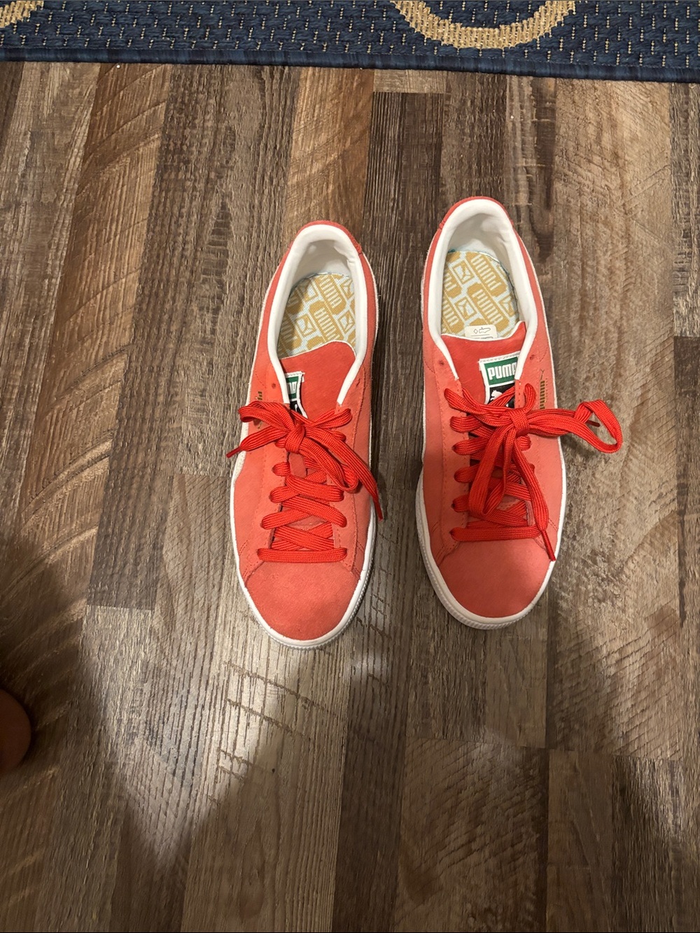Puma Red Suede Low-Top Sneakers with White Trim